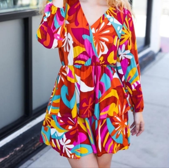 Vibrant Multicolor Floral Dress - Picture 4 of 11
